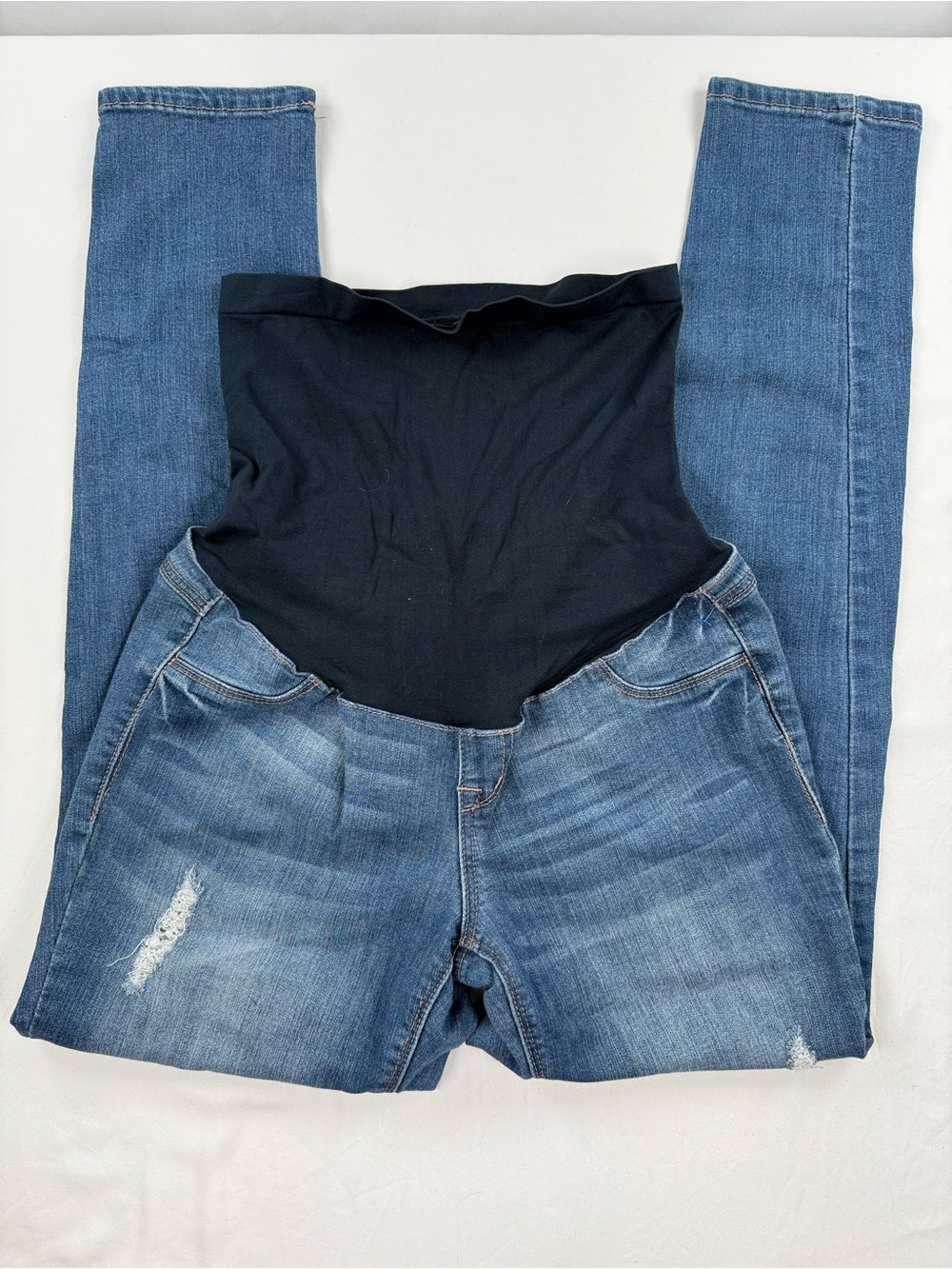 1822 Denim Maternity Straight Leg Jeans with Navy Blue Belly Panel